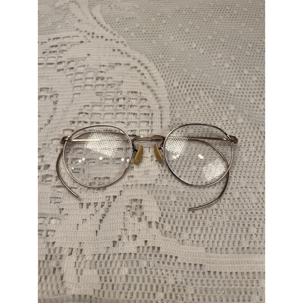 Antique 10K Gold Filled Wire Rim Eyeglass Frames Spring Temple Bifocal